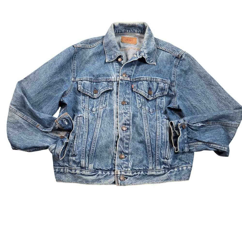 Vintage Levis Denim Trucker Jacket Mens 46R Blue Made in USA 70506-0214